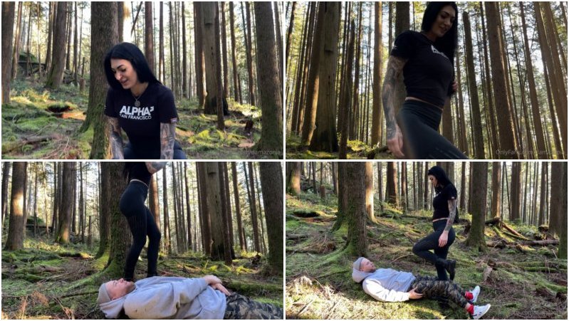 Mistress Damazonia - Dirty Leather Boots Licking And Trampling In The Woods